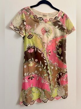 Emilio Pucci 60s Vintage Mod Silk Abstract Print Shift Dress sz 8/10 (like Sm)